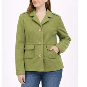 Banana Republic Womens Green Wool Blend Lined Epaulette Blazer Jacket Coat M EUC